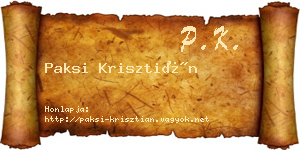 Paksi Krisztián névjegykártya