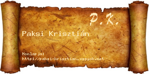 Paksi Krisztián névjegykártya